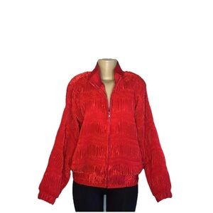 Vintage 90s SDS Red Textured Bomber Jacket